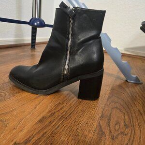 Faux Leather Platform Boots Double Zip Boots US Size 8